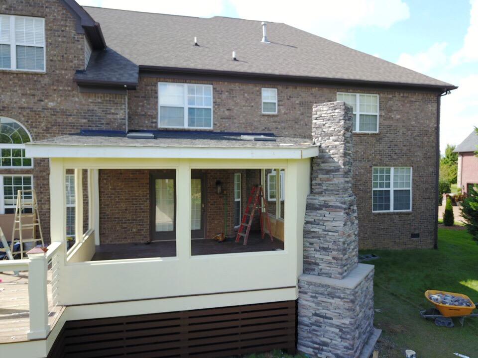 Stone Fireplace Plus Deck American Renovation Services Home Stone Fireplace Plus Deck