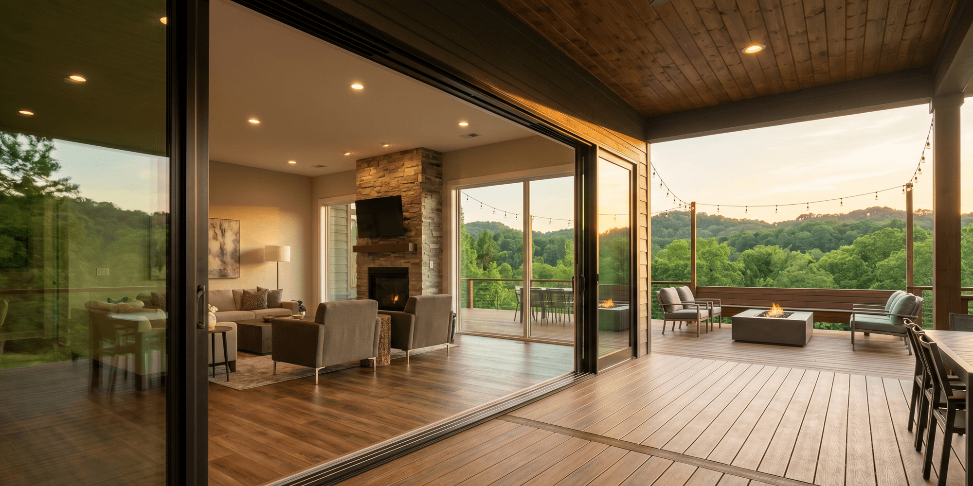 Sliding glass walls for indoor outdoor living